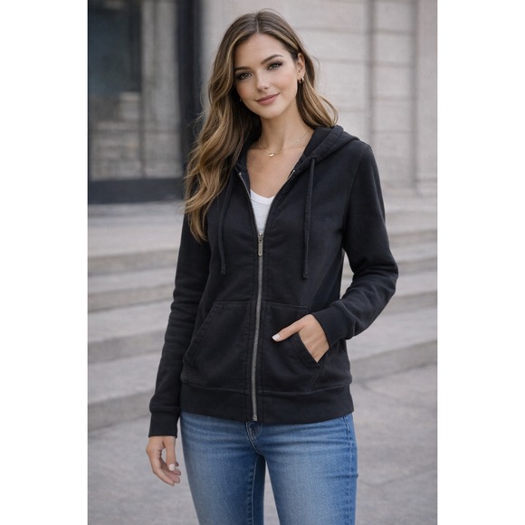 GOODLIFE Womens Full Zip Hoodie Black Size M Cotton Spandex Blend Made USA - Picture 2 of 14